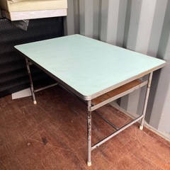 幼稚園　机　グリーン  昭和レトロ　アンティーク家具
