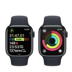 アップルウォッチ Apple Watch Series 9 GPS + Cellularモデル 45mmミッドナイトアルミニウムケースとミッドナイトスポーツバンド の画像