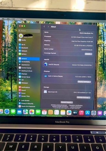 ノートパソコン macbook pro 13.3inch 2020model 1TB
