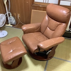 リクライニングチェアセット  回転式  オットマン付き 一人掛け ブラウンの画像