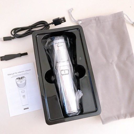 【新品未使用品】メンズシェーバー 電気シェーバー 防水 乾湿両用 自動研磨 電池残量表示 髭剃り 電気シェーバー 髭剃り 回転式 電動シェーバー②