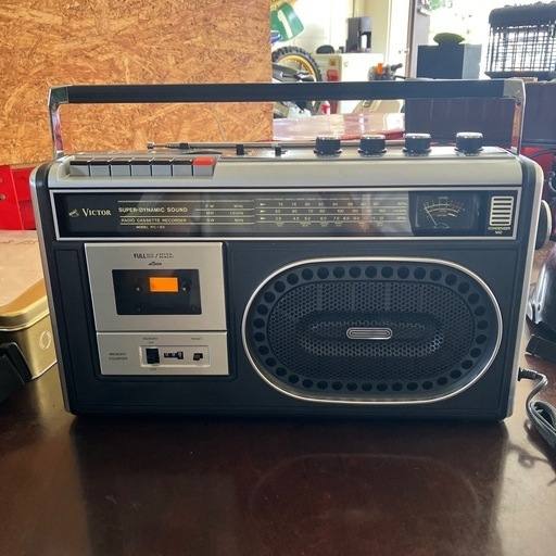 レトロ家電 未使用タグ付きVictor ラジオカセットレコーダー