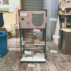 キャットタワー　木製　箱型　90㎝×45㎝（タワー部分30㎝）×45㎝の画像