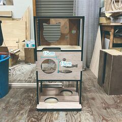 キャットタワー　木製　箱型　90㎝×45㎝（タワー部分30㎝）×45㎝の画像