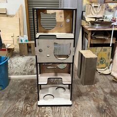 キャットタワー　木製　箱型　120㎝×45㎝（タワー部分30㎝）×45㎝の画像
