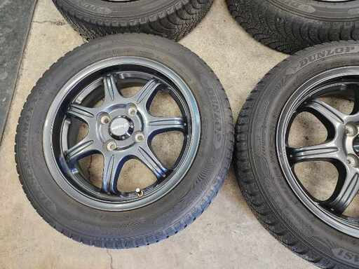 ファイナルスピード改　14インチ　4.5J　+47　PCD100-4H　タイヤダンロップ ALLSEASON MAXX 155/65-