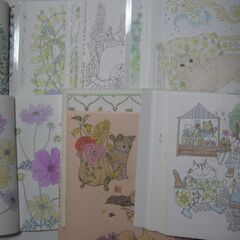 花中心の塗り絵ブック【書込み済み】７冊☆猫ちゃんズもあり/待合せ手渡しのみの画像