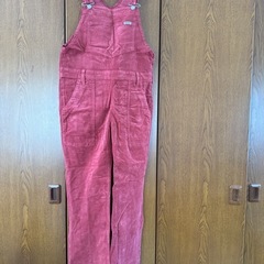 コーデュロイ　オーバーオール　M レッド　