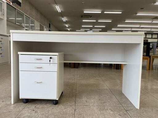 ★ジモティ割あり★  デスク 白 H70.5×D45×W120 クリーニング済み TJ8532