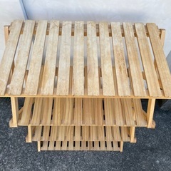 ④4段木製折りたたみ棚、シェルフ、キャンプに最適の画像