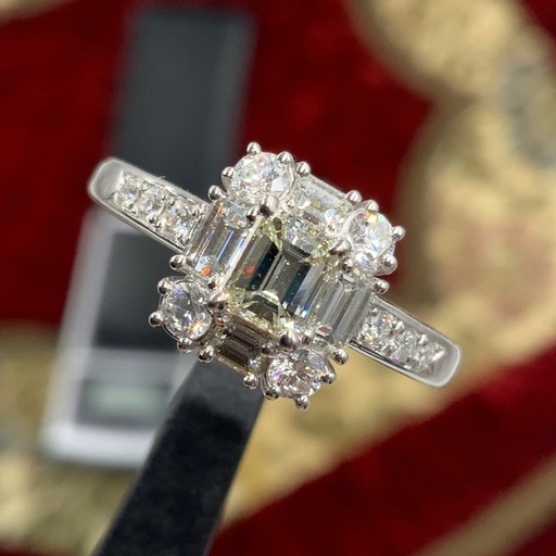 Pt900 ダイヤモンド　リング　5.7g 約12号　バゲットダイヤ