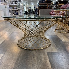 【超美品】Francfranc スパイラルデザイン ガラステーブル 90cm ガラステーブル Francfranc