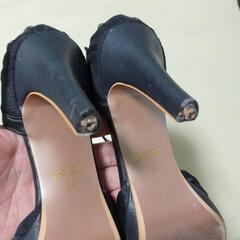 👠可愛い❤パーティー用パンプス　23cm　パールリボン脱着可能　美品ですの画像