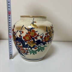 花瓶 九谷焼　岳洋造　仁清　梅　木箱付きの画像