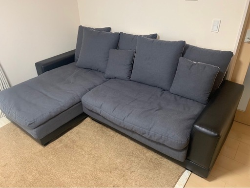 【価格相談可能】布張りカウチソファ　3人掛け　ニトリ