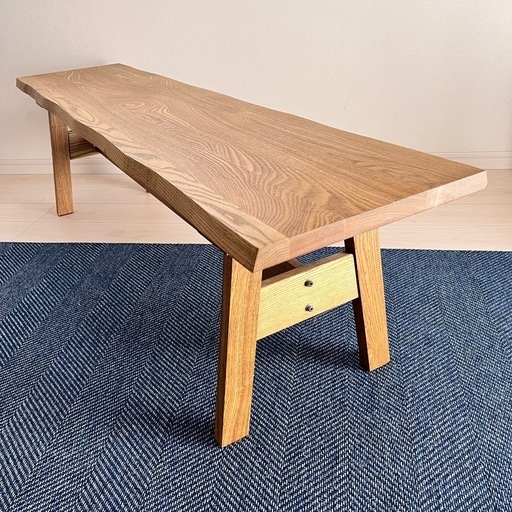 木製ベンチ　W150cm 無垢 タモ材 ベンチシート シンプル 椅子 北欧