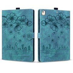 iPad 10.2 ケース 2021/2020/2019 iPad 10.2インチ ケース スタンド機能 カード収納 Rosbtib さくらと 子猫のパターン iPad 第9世代 ケース 2021 保護カバー 内蔵マグネット 手触りのいい iPad Air 第3世代 ケース 2019 iPad Pro 10.5インチ ケース iPad 10.2 第9/8/7世代 ケース - グリーンの画像