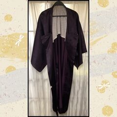 手作りシルク素材の紫色着物 - 良好な状態の画像
