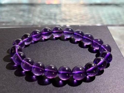 5Aランク　アメジスト　9〜9,5ミリ玉ブレスレット 天然石 パワーストーン