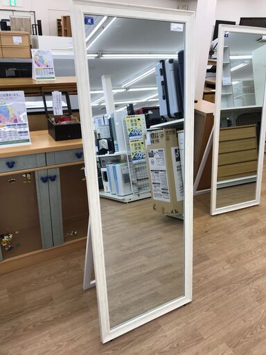 ★ジモティ割あり★ ㈱塩川光明堂 ミラー ホワイト H160×W60×D45 クリーニング済み KJ6169