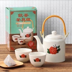 値下不可 新品 KALDI 飲茶ポット＆カップセット パンダ カルディの画像