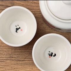 値下不可 新品 KALDI 飲茶ポット＆カップセット パンダ カルディの画像