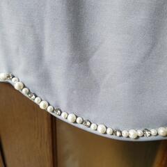 新品 ドレス ワンピース LL グレー パール レースの画像