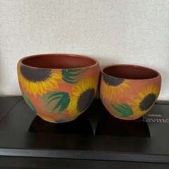 陶器の植木鉢ゴッホ的🌻柄
