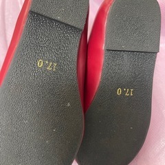 Bebe 赤 フォーマルシューズ 17cmハート型飾り付きの画像