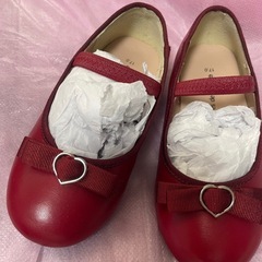 Bebe 赤 フォーマルシューズ 17cmハート型飾り付き