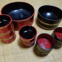 釜揚げうどんの 桶　2個セット　つゆ9個