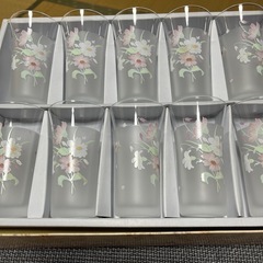 フロストガラス 花柄 コップ 10個セット Lyrical 日本製