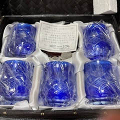 エクスト 青いガラスコップ 5個セット