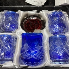 エクスト 青いガラスコップ 5個セットの画像