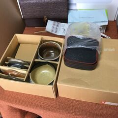 【一膳丼】未使用品5客セット景春窯 美濃 五窯 ご飯茶碗 丼 お盆付 陶磁器 陶芸 工芸品の画像