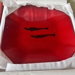 ゴールドクラフト　一器多様　木製漆器　古代朱　さかな文様　吹上長手盛器の画像