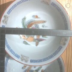 ラーメン鉢（小）　取り皿（未使用品）　各5個づつセット　鳳凰　蝙蝠　山仁陶苑特製　昭和レトロ　中華食器　極稀少　の画像