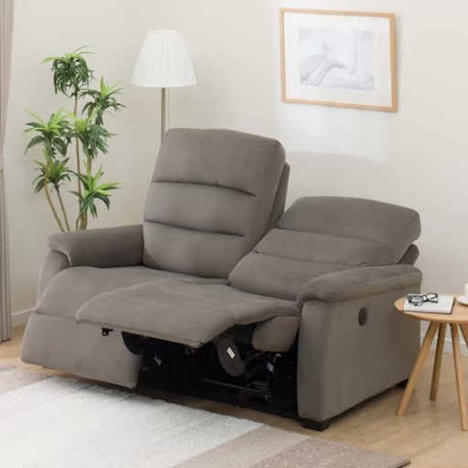 【超美品‼️】定価99,900円♪ ニトリ 150cm幅2人掛け電動リクライニングソファ(Nビリーバ) USBポート付き 布製グレー♪