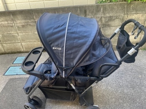 カトージ  二人乗りベビーカー　レインカバー付き