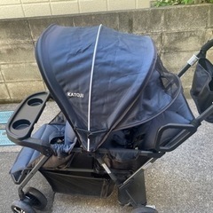 カトージ 二人乗りベビーカー レインカバー付き
