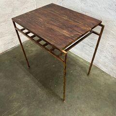 ウッドテーブル アンティーク オールド加工 アイアン家具 ヴィンテージ テーブル カフェテーブル Y0286の画像