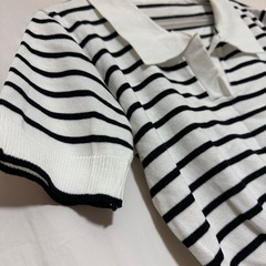 🌼美品 GRL 襟付き　ボーダー柄　ショート丈　ニットトップスの画像