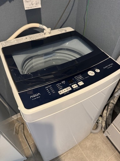 全自動洗濯機 AQUA 2019年製 美品 耐震ゴム·干し分けハンガー·洗濯用ハンガー付き