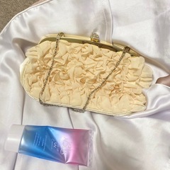 結婚式 バッグ ポーチ  ドレス ピンクベージュの画像
