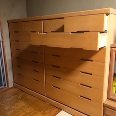 7段タンス/チェスト_天然木化粧合板（２つ）の画像