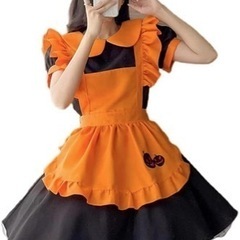 ハロウィン衣装 コスプレ メイド服 カボチャ　コウモリ柄 魔女ド...