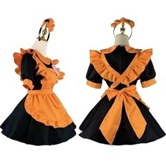 ハロウィン衣装 コスプレ メイド服 カボチャ　コウモリ柄 魔女ドレス  ドレスの画像