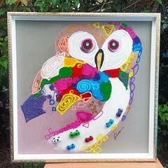 ★大迫力＆かわいい!!お届け可!!★ オイルペイントアート　ふくろう