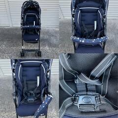 西松屋 ベビーカー ショッピングデコット 4cas UN04XDX（ネイビースター）A型・両対面の画像