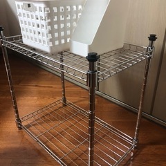 組立2段ラック　収納ケース2点付きの画像